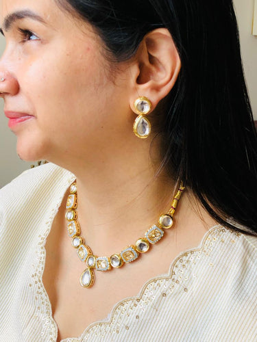 Blue Polki Necklace Set
